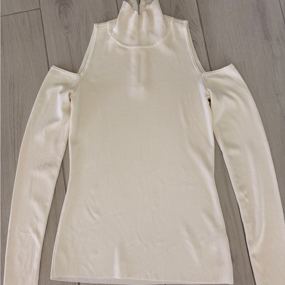 Elegant Cream Cold Shoulder Women's Top